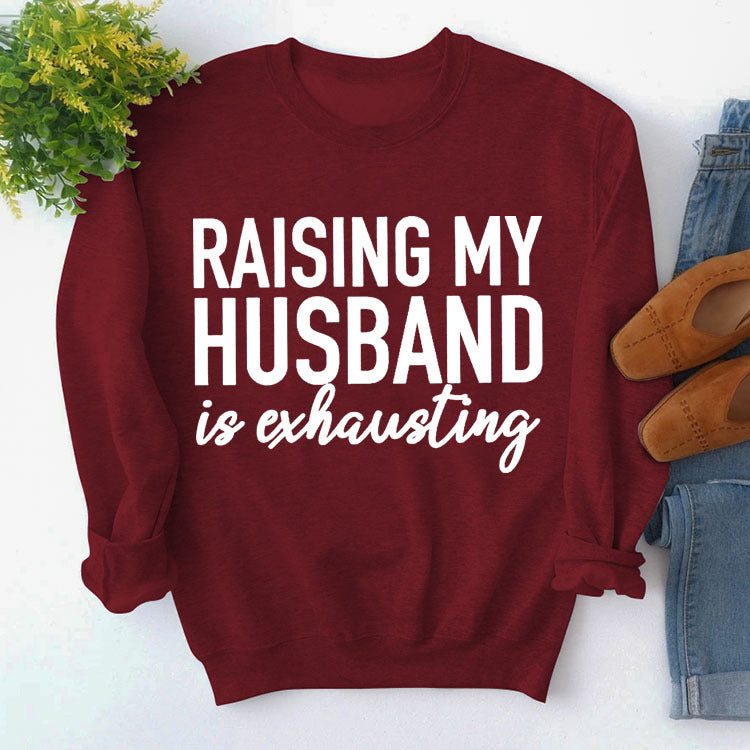 Turtleneck Top With Long Sleeves Raising My Husband's Printed Loose Hoodie