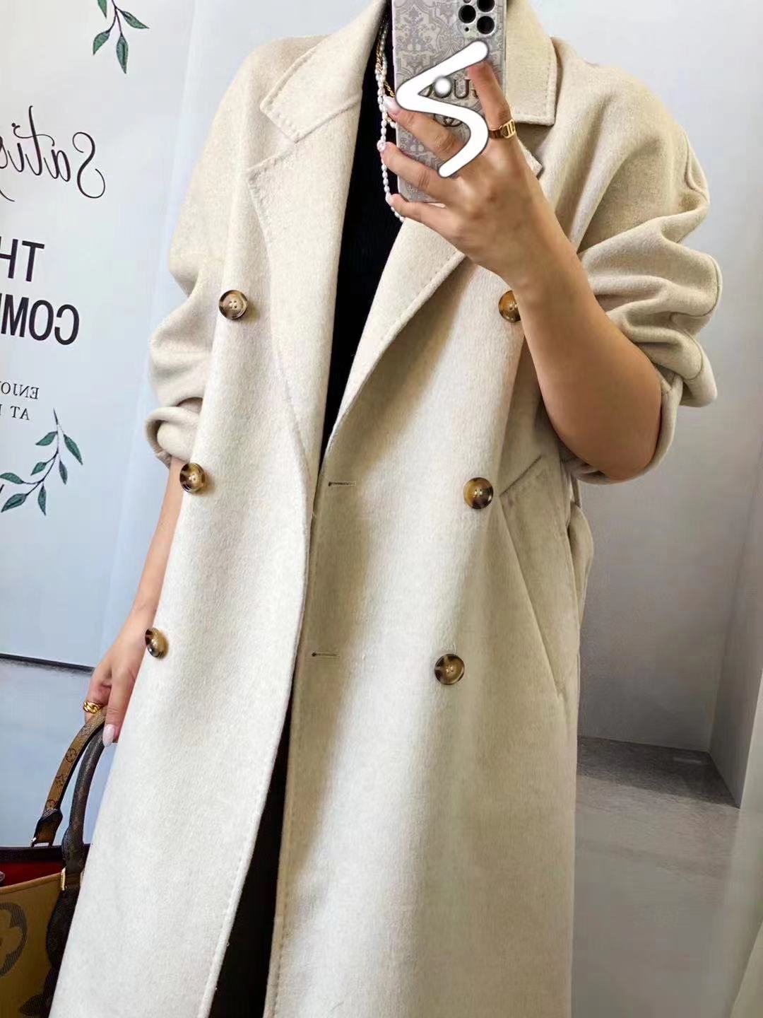 Loose Version Type Wall Plate Double Row Plus Long Hand-Made Double-Sided Wool Coat Coat Female