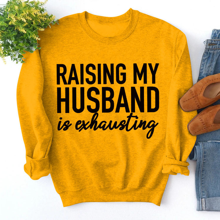 Turtleneck Top With Long Sleeves Raising My Husband's Printed Loose Hoodie