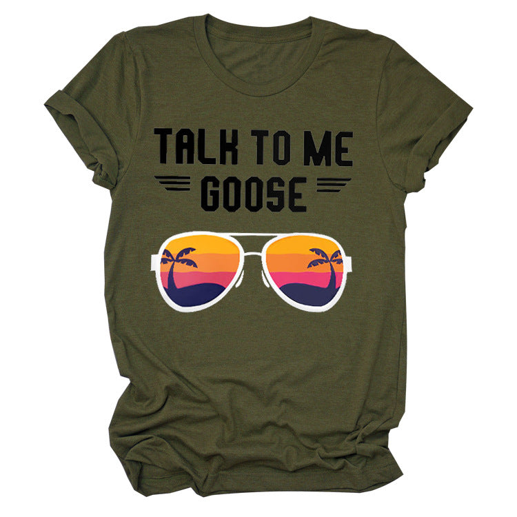 Talk To Me Goose Casual Loose Short-Sleeved Fashion T-Shirt For Women