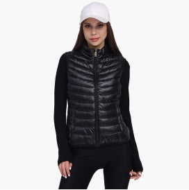 Women's Winter Ultra Light Warm And Anti-Packable Down Vest Jacket Sleeveless Stand-Up Collar Jacket With Pockets