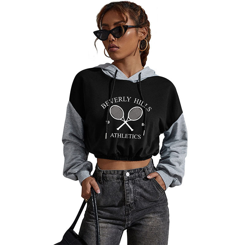 Autumn And Winter Casual Letter Hoodie Top Women's Short Hoodie