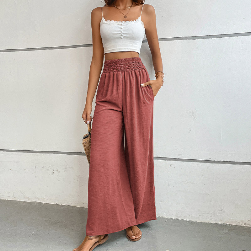 Women's New Summer New Solid Color Flared Wide-Leg Pants