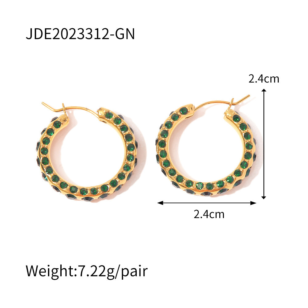 5pcs Micro-Studded With Diamond Earrings Fashion Women's All-In-One Color Hoops High-Grade Temperament Anti-Allergy Earrings