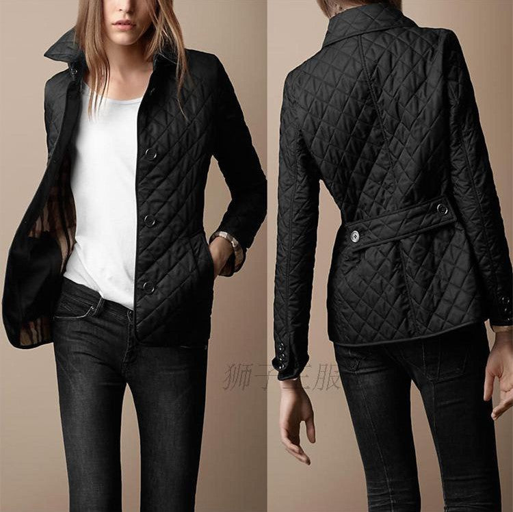 Popular Fashion Temperament Lapel Single-Breasted Slim-Fit Warm Spun Cotton Jacket