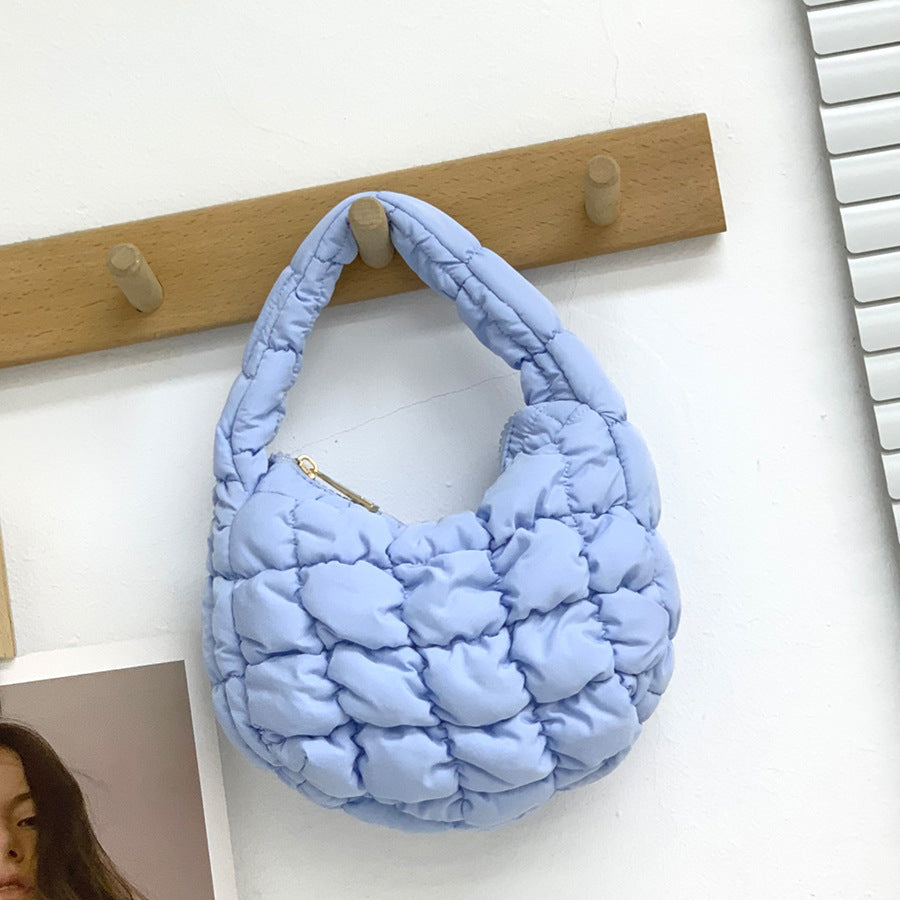 Small Pleated Puff Cloud Bag Women's Candy Plaid Hand Bag Niche Bubble Handbag