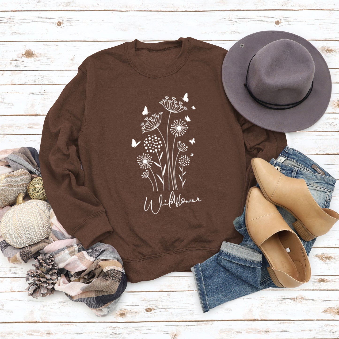 Wildflower Butterfly Letter Print Loose Casual Fall/Winter Long Sleeve Ebay Plus Size Hoodie