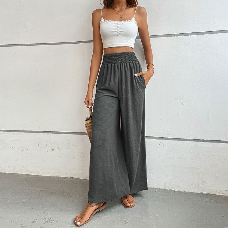 Women's New Summer New Solid Color Flared Wide-Leg Pants