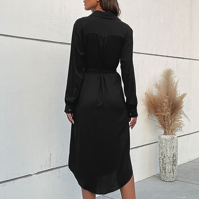 New Autumn And Winter New Women's Long-Sleeved Black Dress Long High-Level Sense