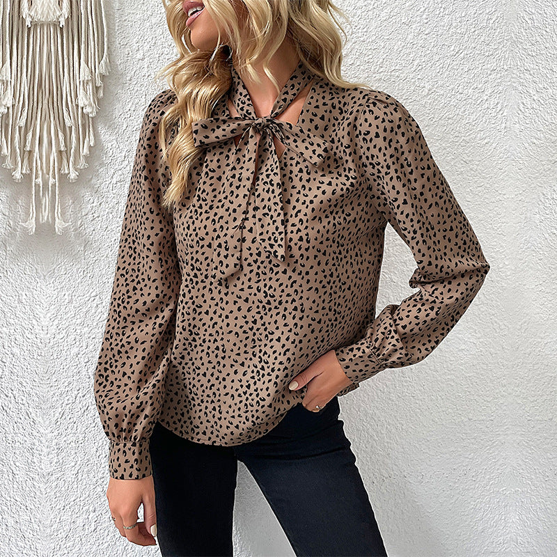 New Autumn New Fashion Women Long-Sleeved Leopard Shirt Women