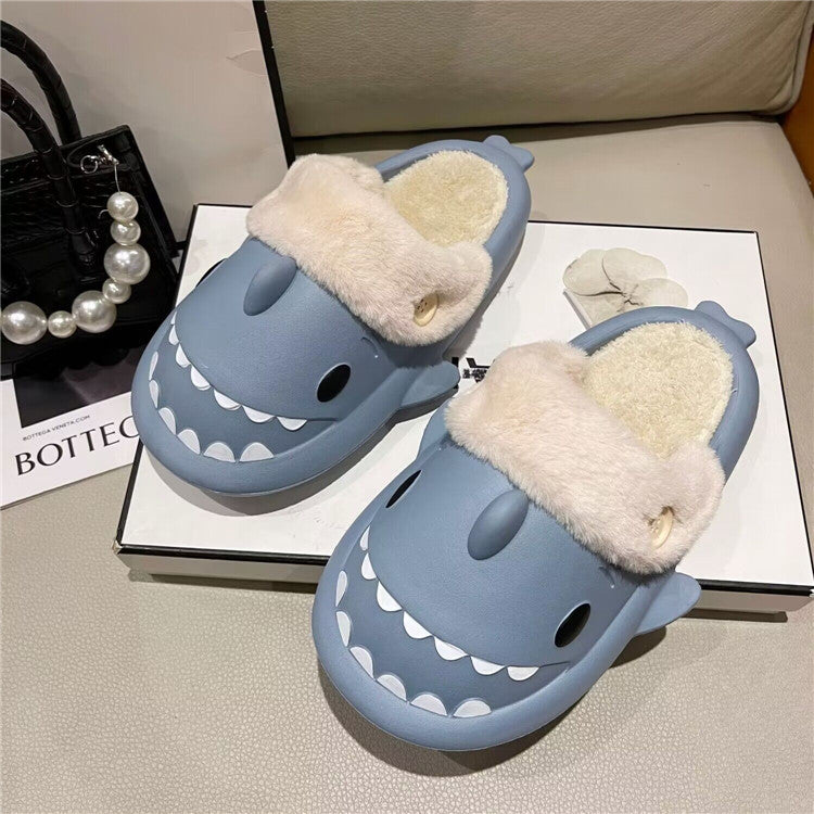 Lovely Cotton Slippers Autumn And Winter Indoor Warm Couple Female Slippers Shark Can Be Dismantled And Washed