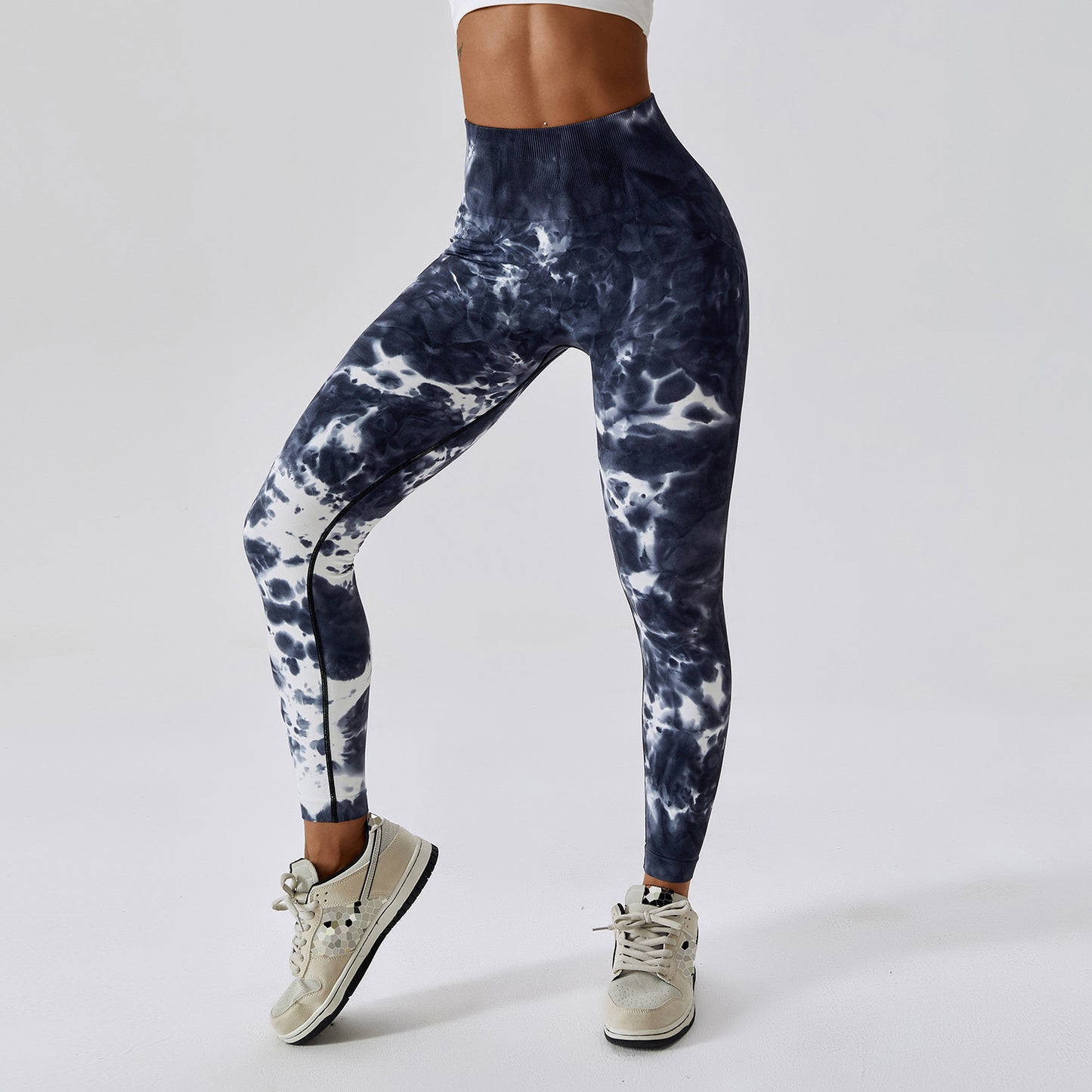 Tie Dye Seamless High Waist Yoga Pants Women's Tight Running Pants Quick Dry Peach Hip Lift Fitness Pants