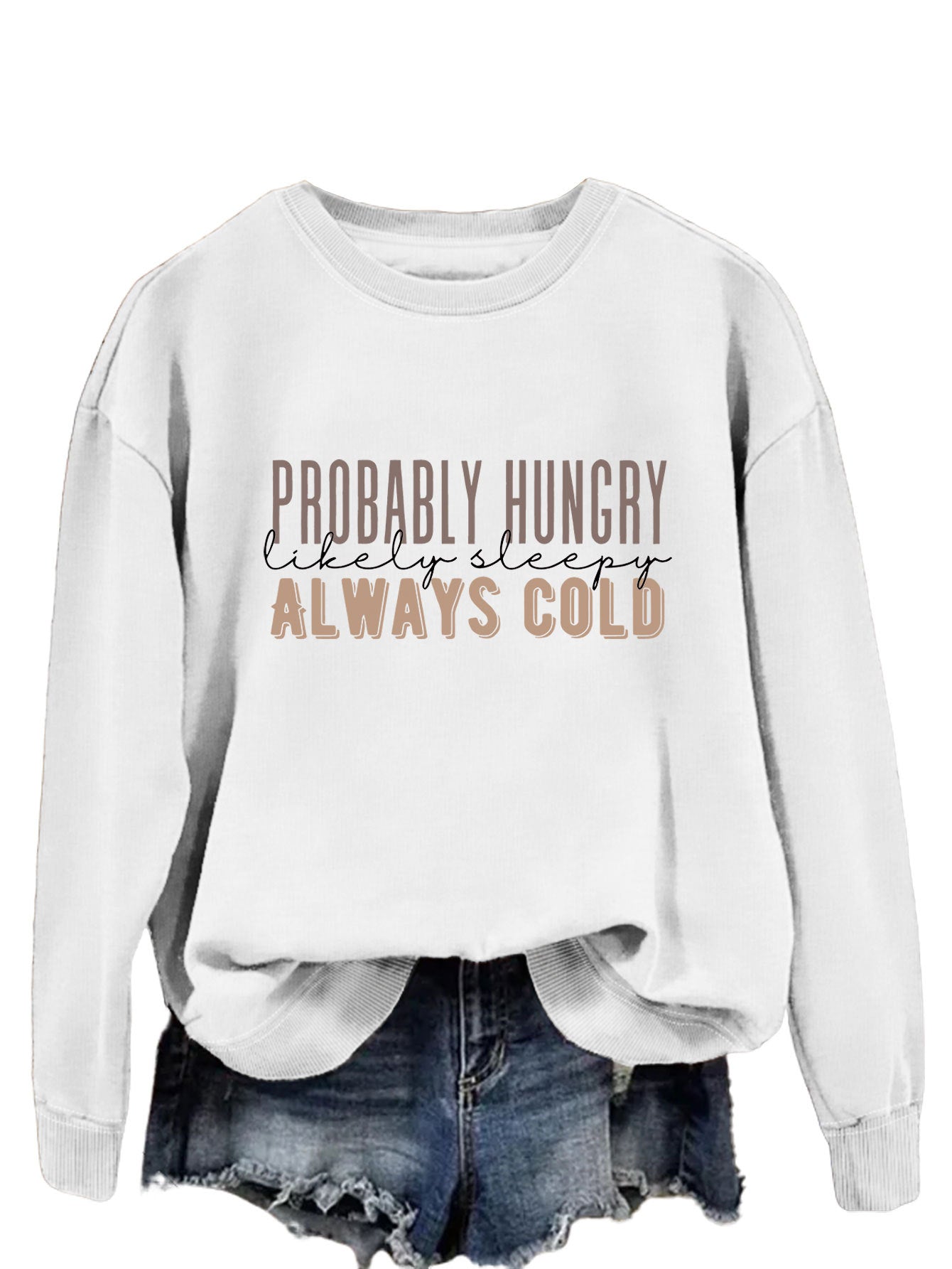 Trendy Tops Are Probably Hungry For Fun Printed Long-Sleeved Hoodies