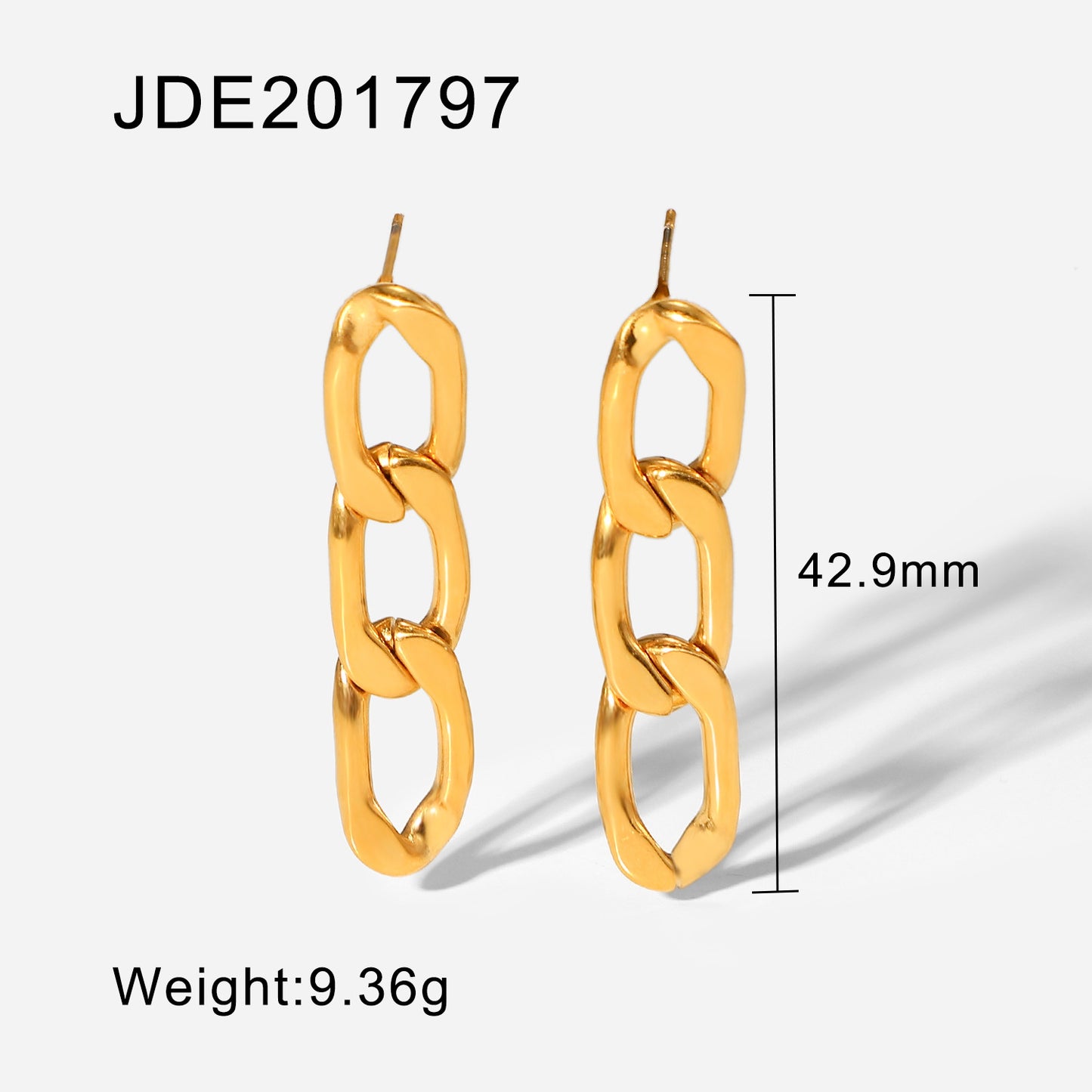 5 pairs Titanium Steel Earrings Long Cuban Chain Earrings Accessories 18K Gold Stainless Steel Earrings For Women