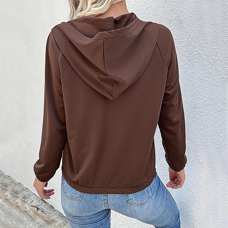 New Women's Clothing Long Sleeve Solid Color Hooded Autumn And Winter Hoodie