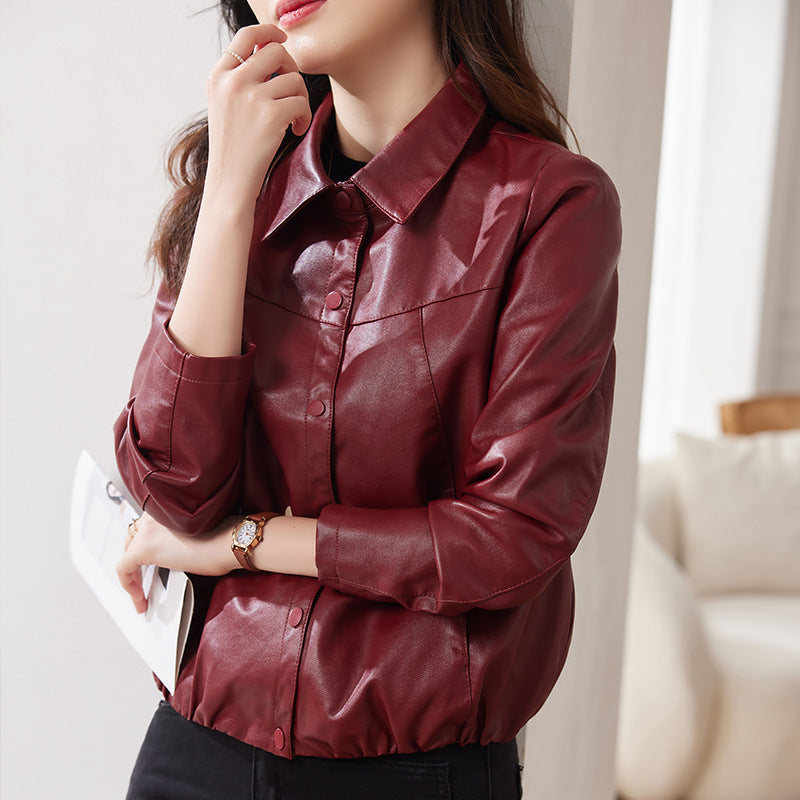 New Women's Shirt Short Leather Coat Spring And Autumn Version Loose And Thin Network Celebrity Jacket