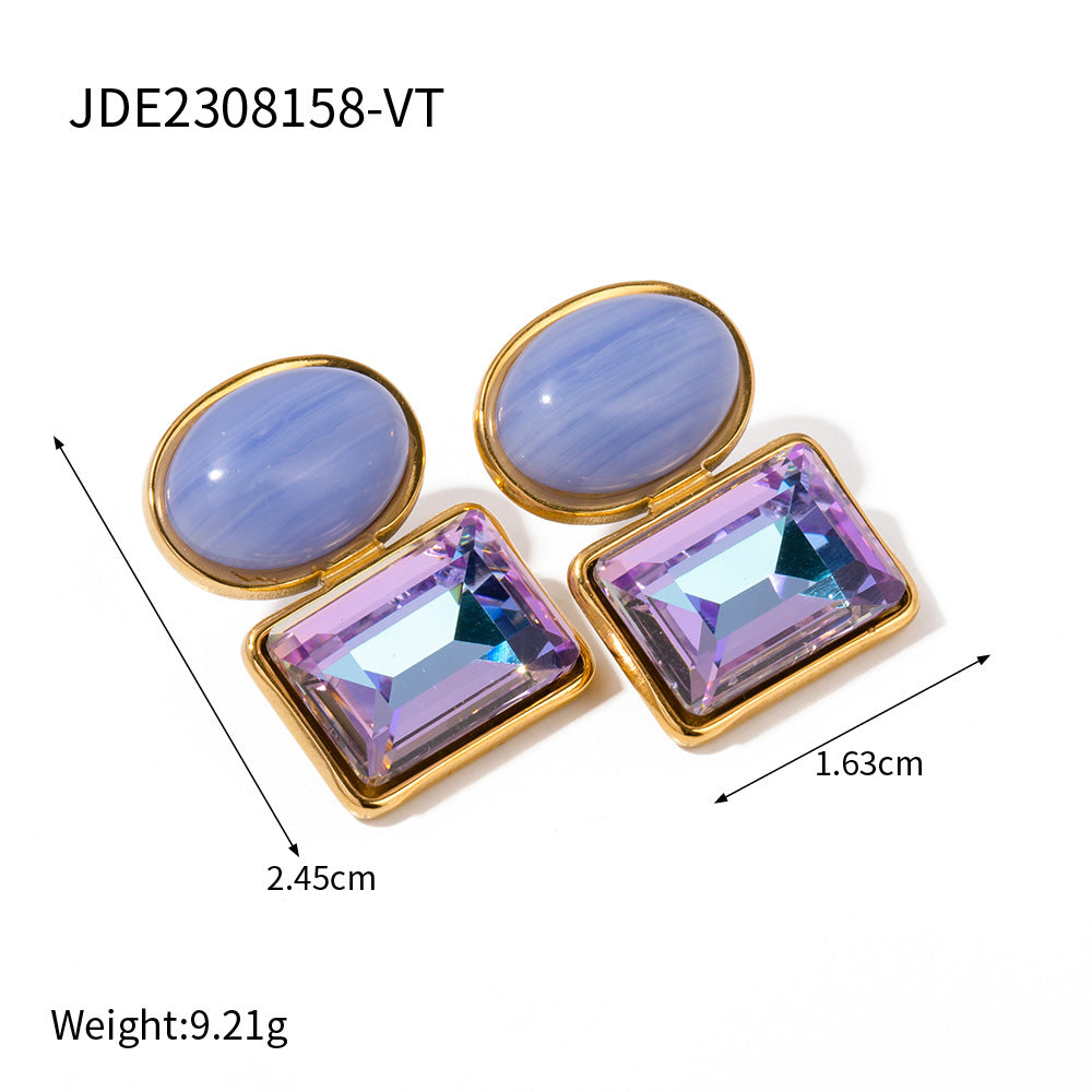 5pcs Titanium Steel Double-Layer Earrings Earrings Stud New Fashion Temperament Niche Design Women's High-Grade Earrings