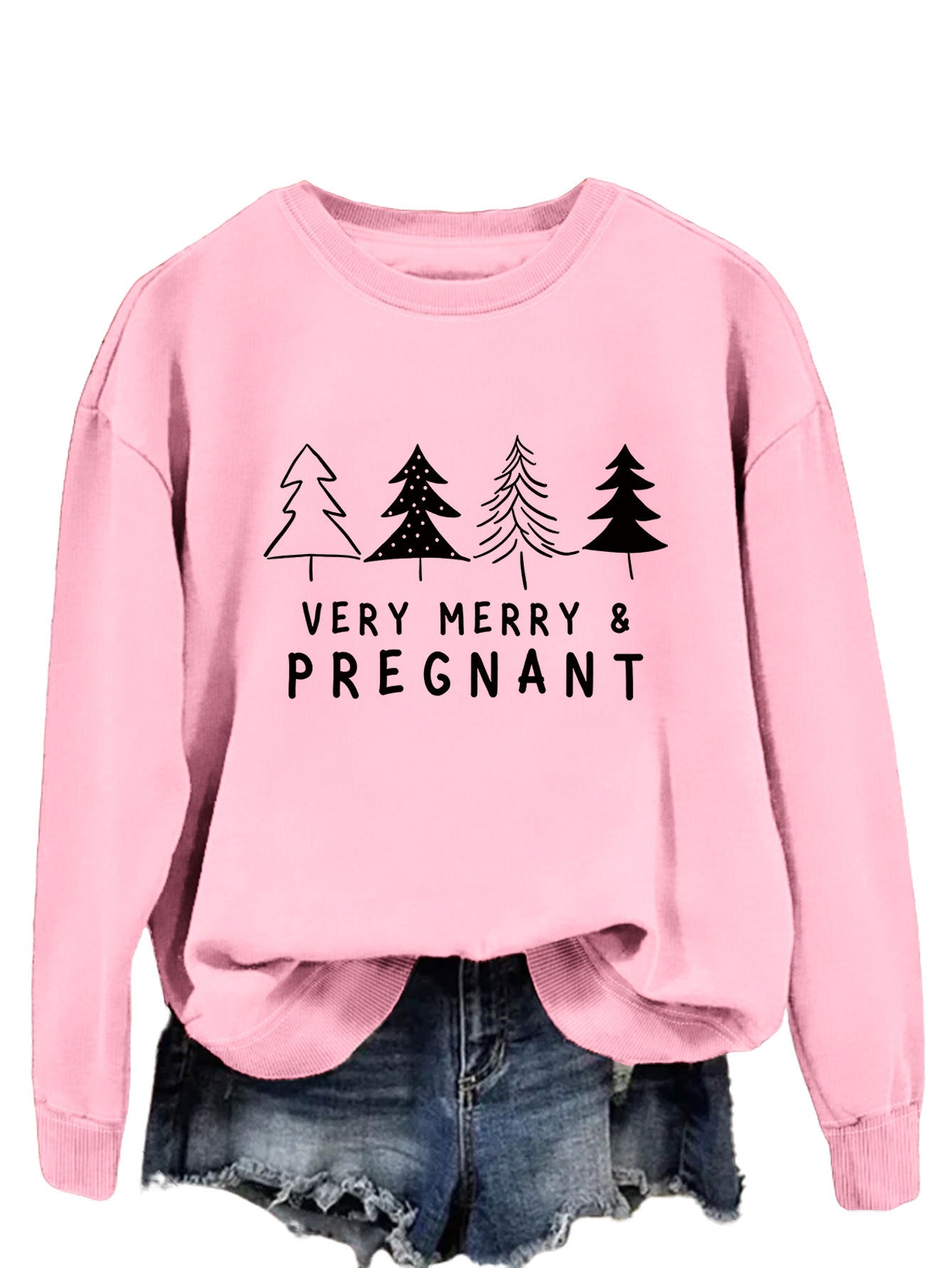 Very Merry Pregnant Long Sleeve Hoodie Fashion Long Sleeve Top Woman