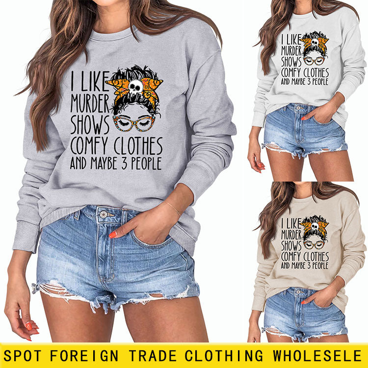 I Like Murder Shows Women's Crew-Neck Long-Sleeved Ebay Plus-Size Hoodie