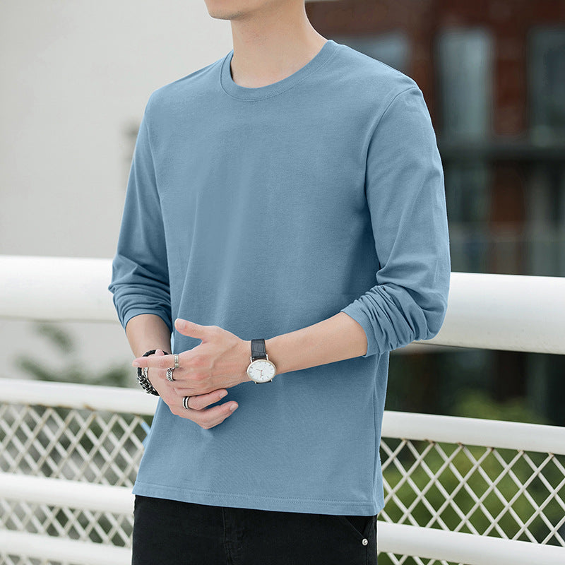 New Autumn Cotton Long-Sleeved T-Shirt Men's Trend Base Shirt Autumn Shirt On Clothing Loose Hoodie Men's Clothing