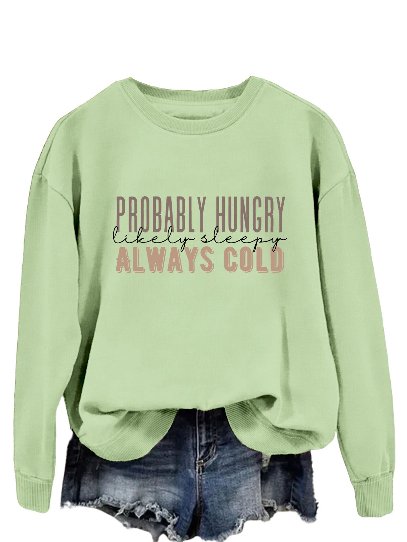 Trendy Tops Are Probably Hungry For Fun Printed Long-Sleeved Hoodies