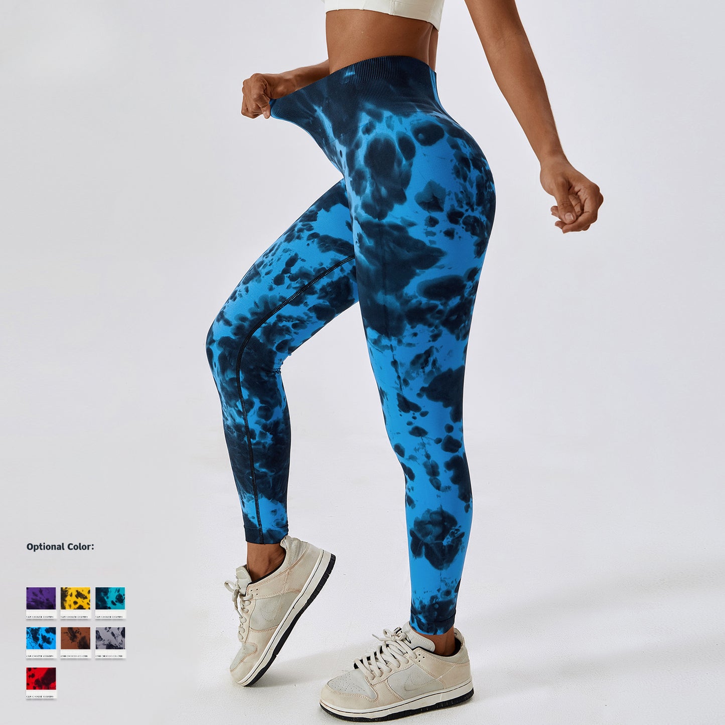 Tie-Dye Seamless High-Waisted Yoga Pants Peach Hip Lift Fitness Pants Running Sports Tight Pants