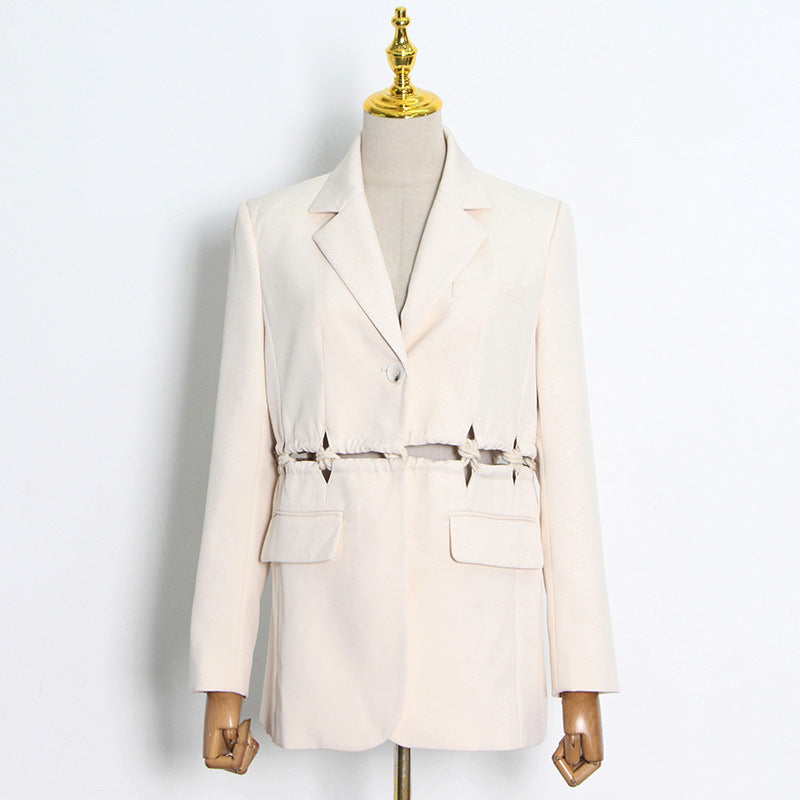 Fashion Women's Spring New Thin Woven Splicing A Simple Short Suit Jacket With A Button