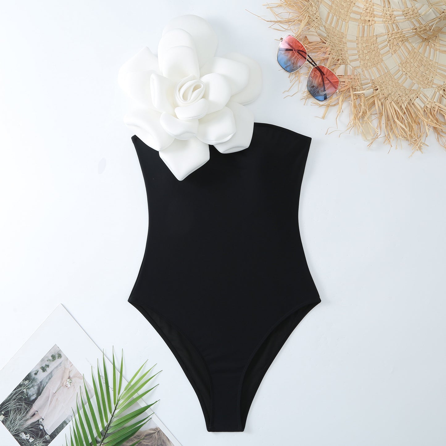 New One-Piece Swimsuit For Women Skinny Big Flower Bathing Bathing Suit Set Chiffon Long Dress