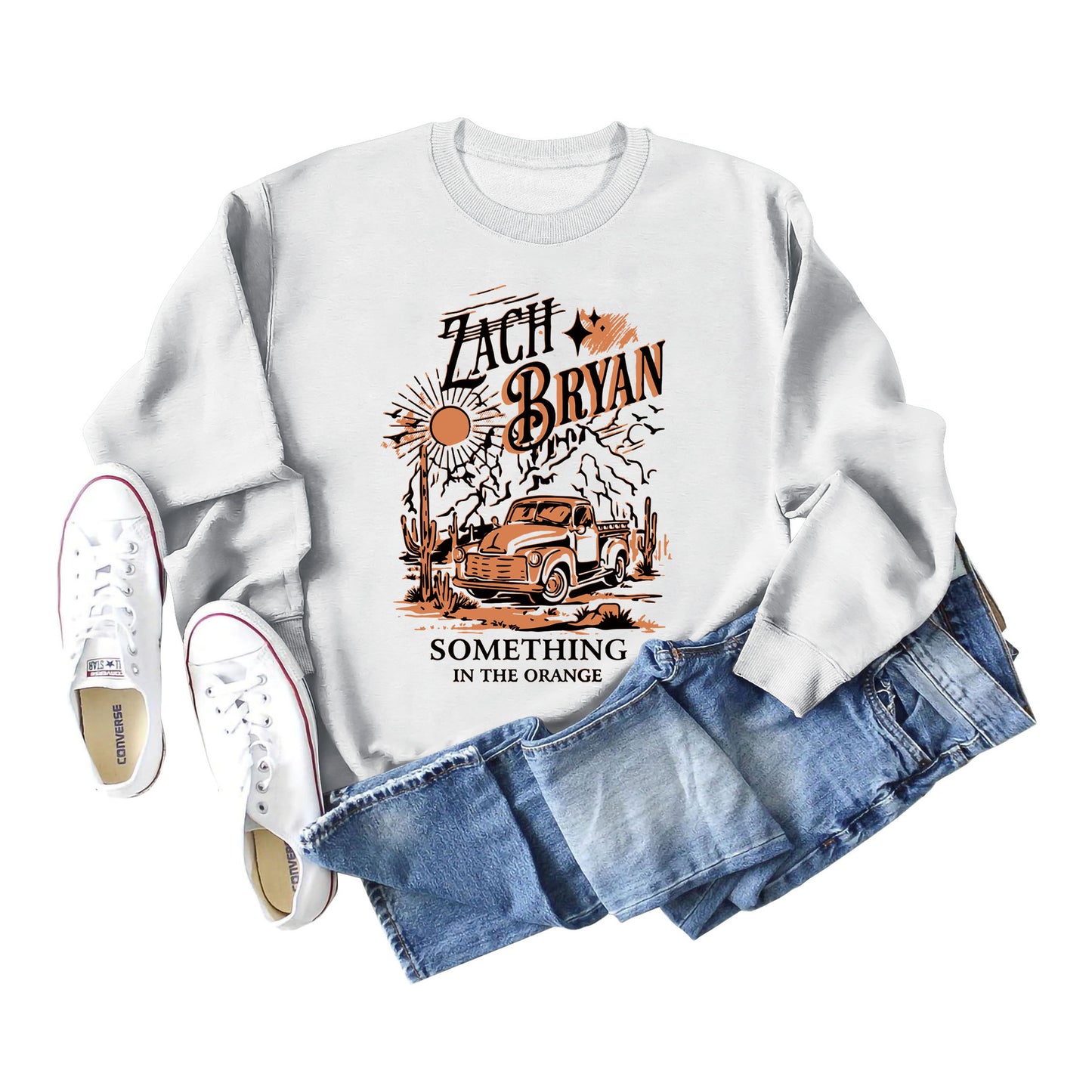 Zach Bryan Something Letter Sun Casual Long Sleeved Hoodie Woman