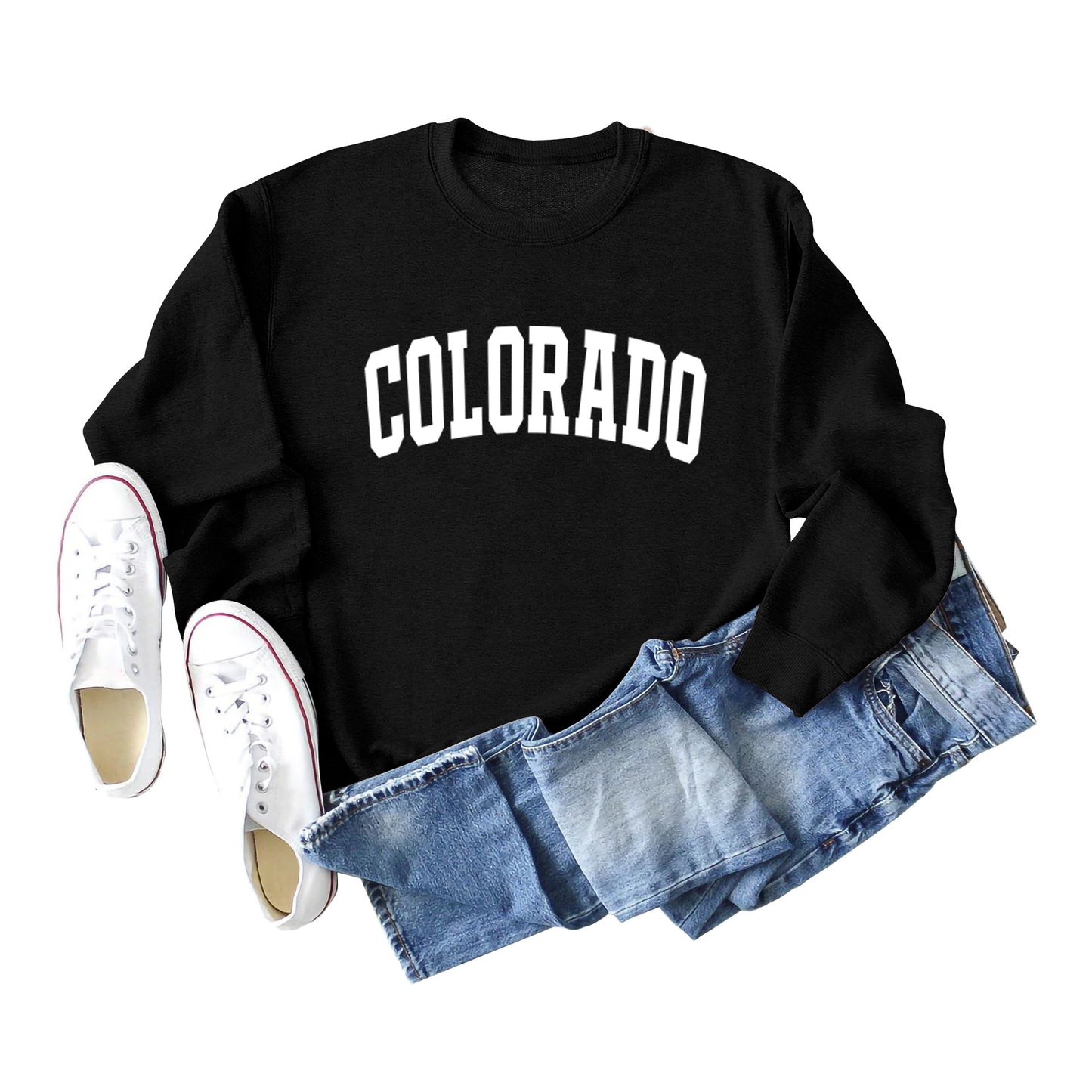 Autumn And Winter Colorado Pattern Letter Printed Casual Long-Sleeved Crew-Neck Hoodie