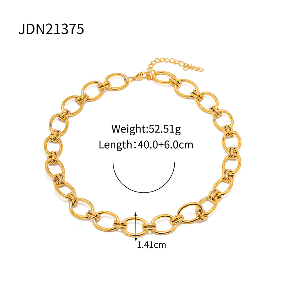 5pcs 18K Gold Thick Chain Stainless Steel Bracelet All-Match Titanium Steel Non-Fade Bracelet Jewelry