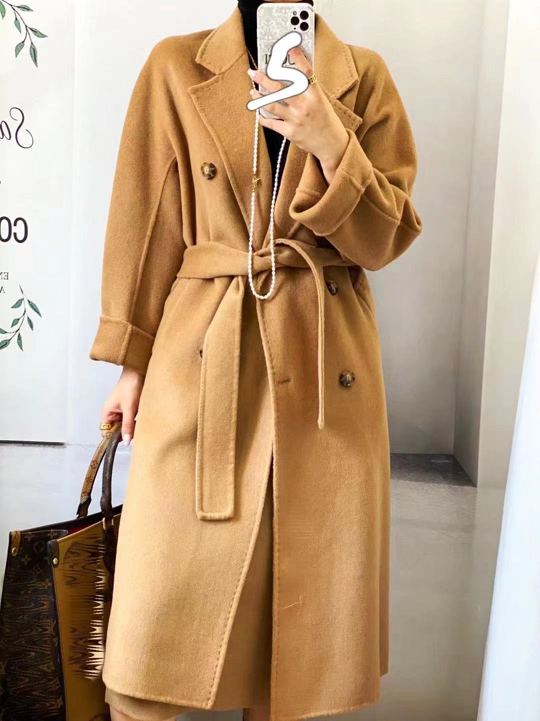 Loose Version Type Wall Plate Double Row Plus Long Hand-Made Double-Sided Wool Coat Coat Female