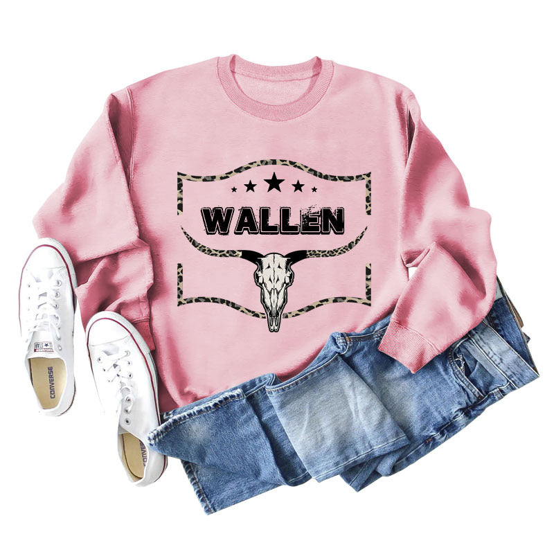 Wallen Cowhide Leopard Print Letters Fashion Baggy Long Sleeve Ebay Plus Size Hoodie