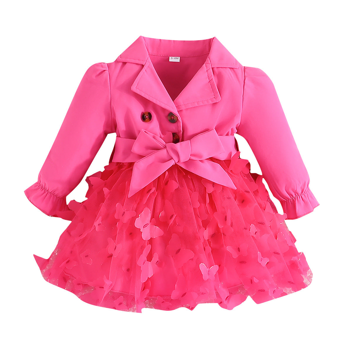 Spring And Autumn New Rose Red Sweet And Lovely Wind Children's Butterfly Gauze Pongee Skirt