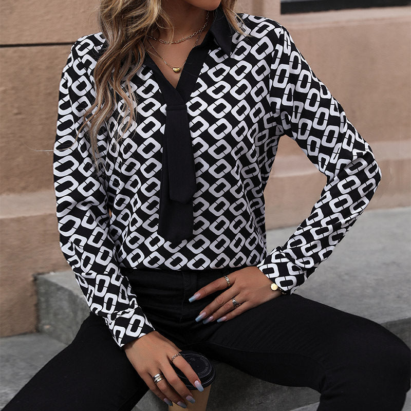 Autumn New Women's Clothing Long-Sleeved Printed Women's Shirt