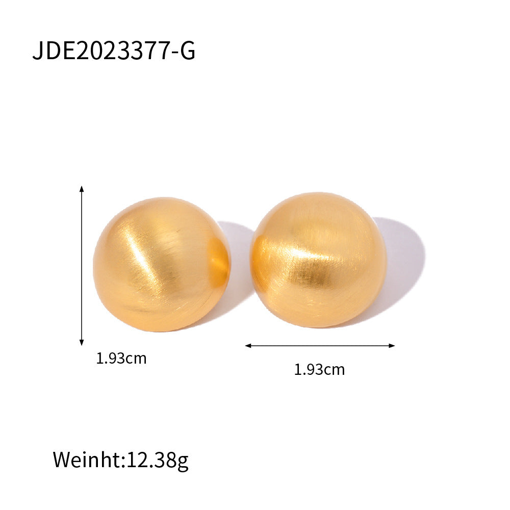 5pcs Gold Vintage Brushed Round Ball Earrings Niche Design Sense Of High-Grade Earrings Women's New Pearl Earrings