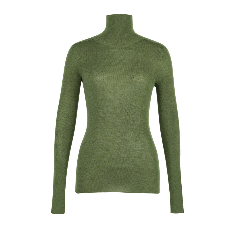 Soft Waxy Ultra Fine 18-Stitch Woolen Sweater New Seamless All-Wool Base Sweater All-Match Knitwear Women