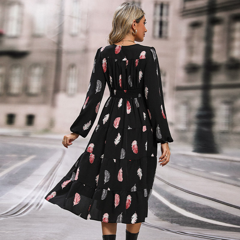 New Autumn And Winter Women's New Fashion Long-Sleeved Dress