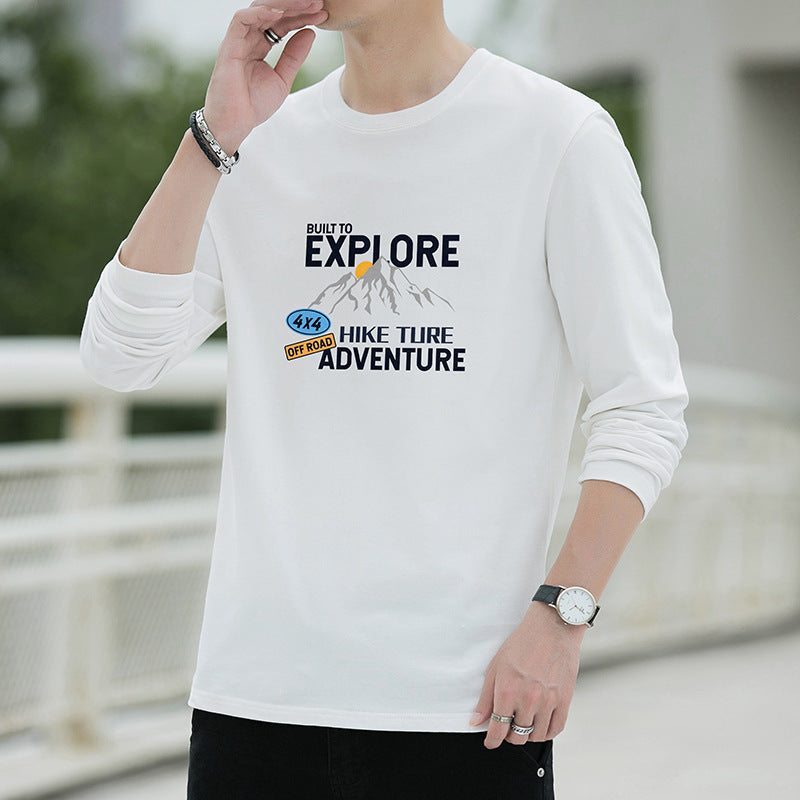 New Autumn Cotton Long-Sleeved T-Shirt Men's Trend Base Shirt Autumn Shirt On Clothing Loose Hoodie Men's Clothing