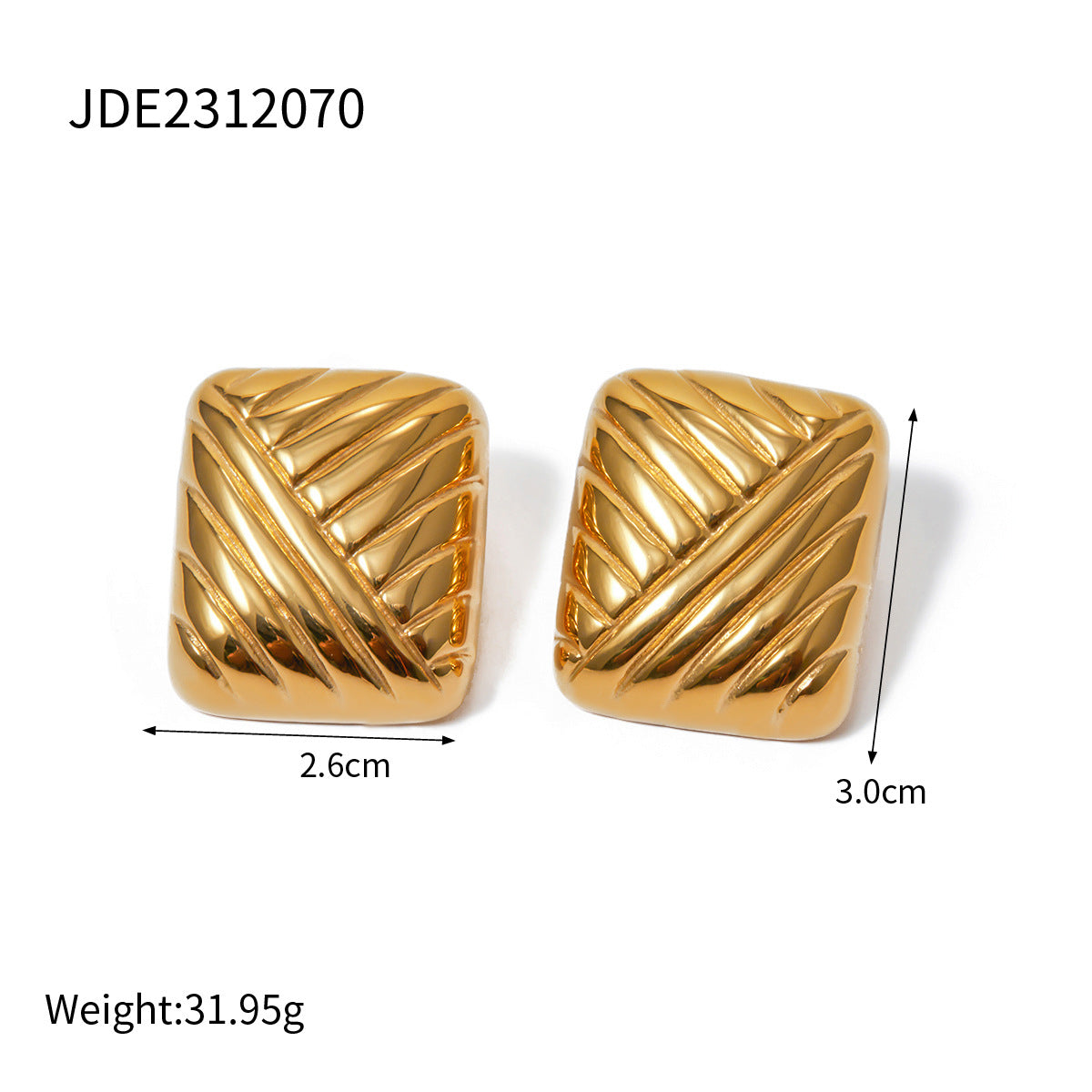 5pcs New 18K Gold Stainless Steel Square Braided Earrings Stainless Steel Earrings Women's Earrings Accessories