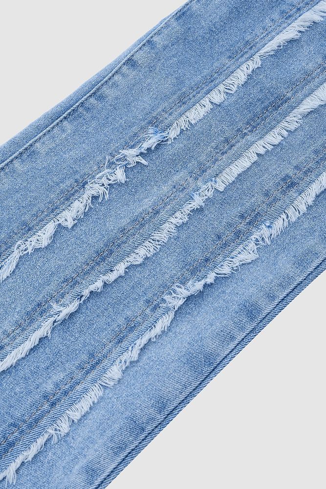 Frayed Detail Mid Waist Flare Jeans