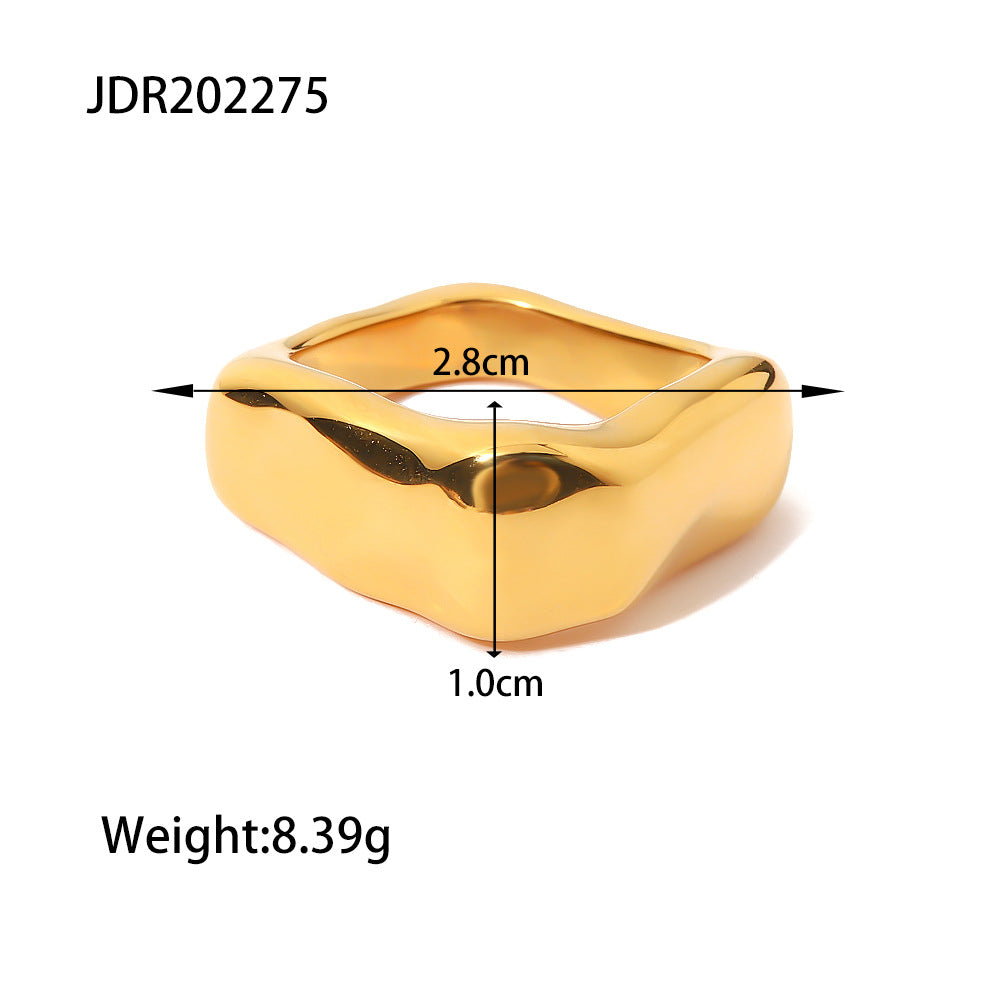 5pcs Cold Personality Sense Tidal Texture Gold Titanium Steel Wide Ring Women's Niche Simple Fashion Ring