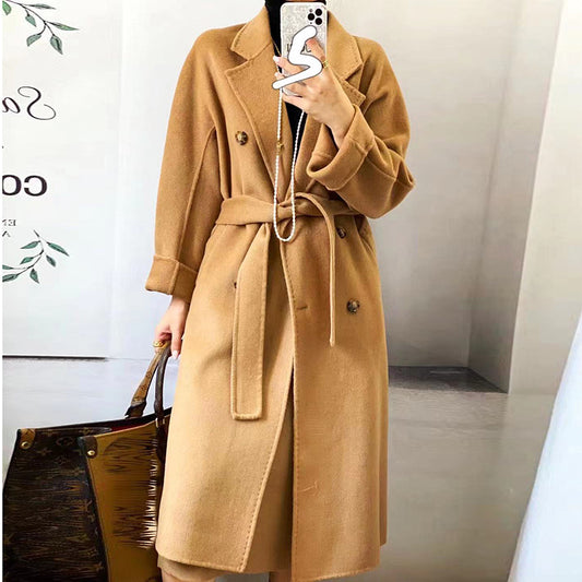 Loose Version Type Wall Plate Double Row Plus Long Hand-Made Double-Sided Wool Coat Coat Female