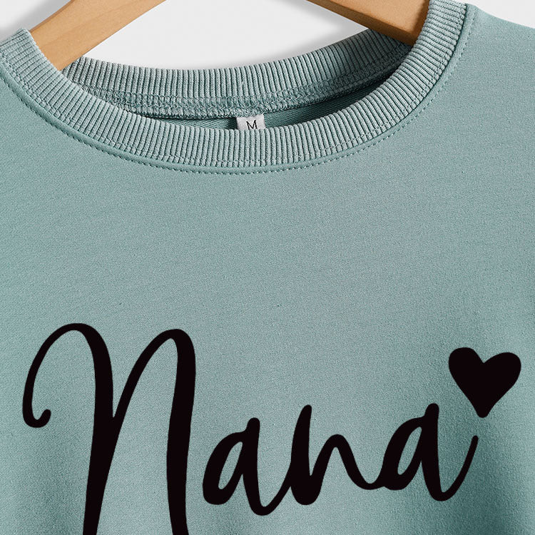 Nana Love Letter Printed Round Neck Long Sleeve Loose Plus Size Hoodie