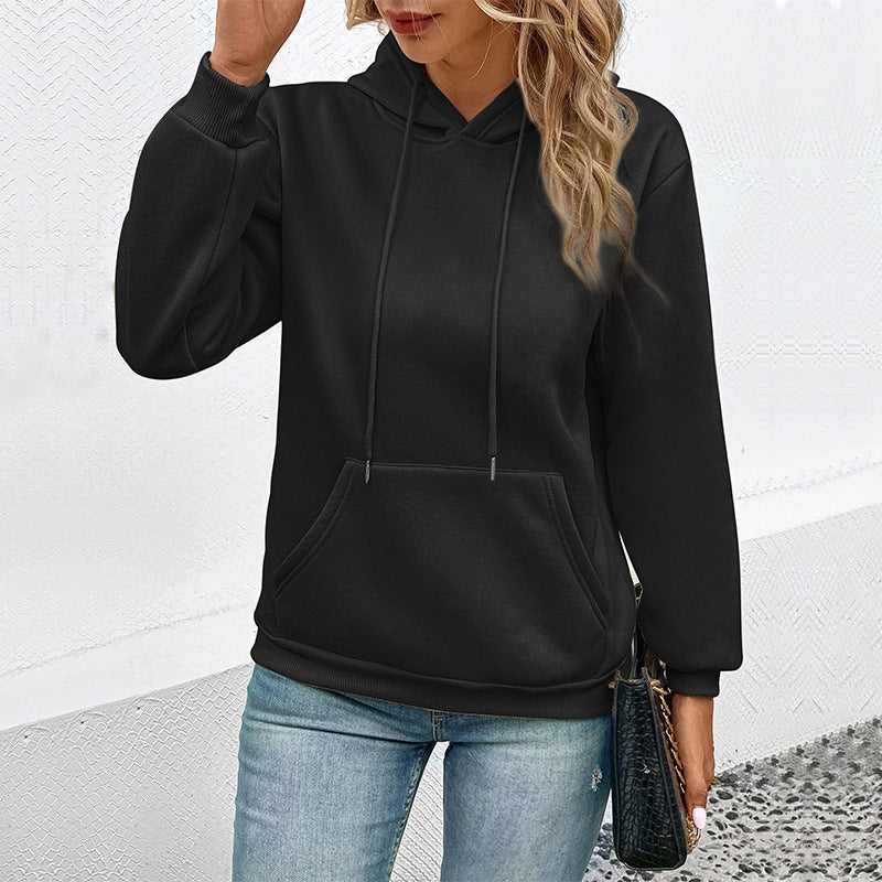 New Autumn New Women's Long Sleeve Solid Color Hoodie