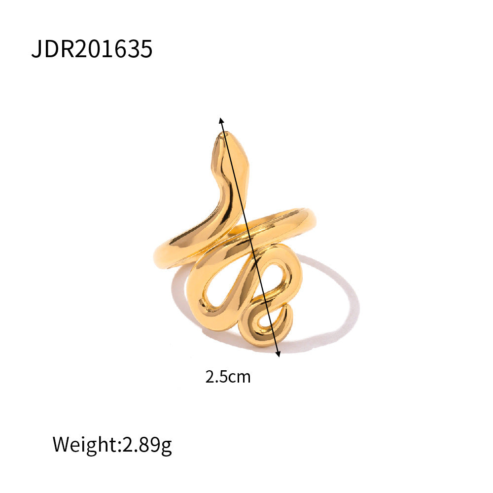 5pcs Combination 18K Gold Plated Stainless Steel Snake-Shaped Earrings Does Not Fade Jewelry