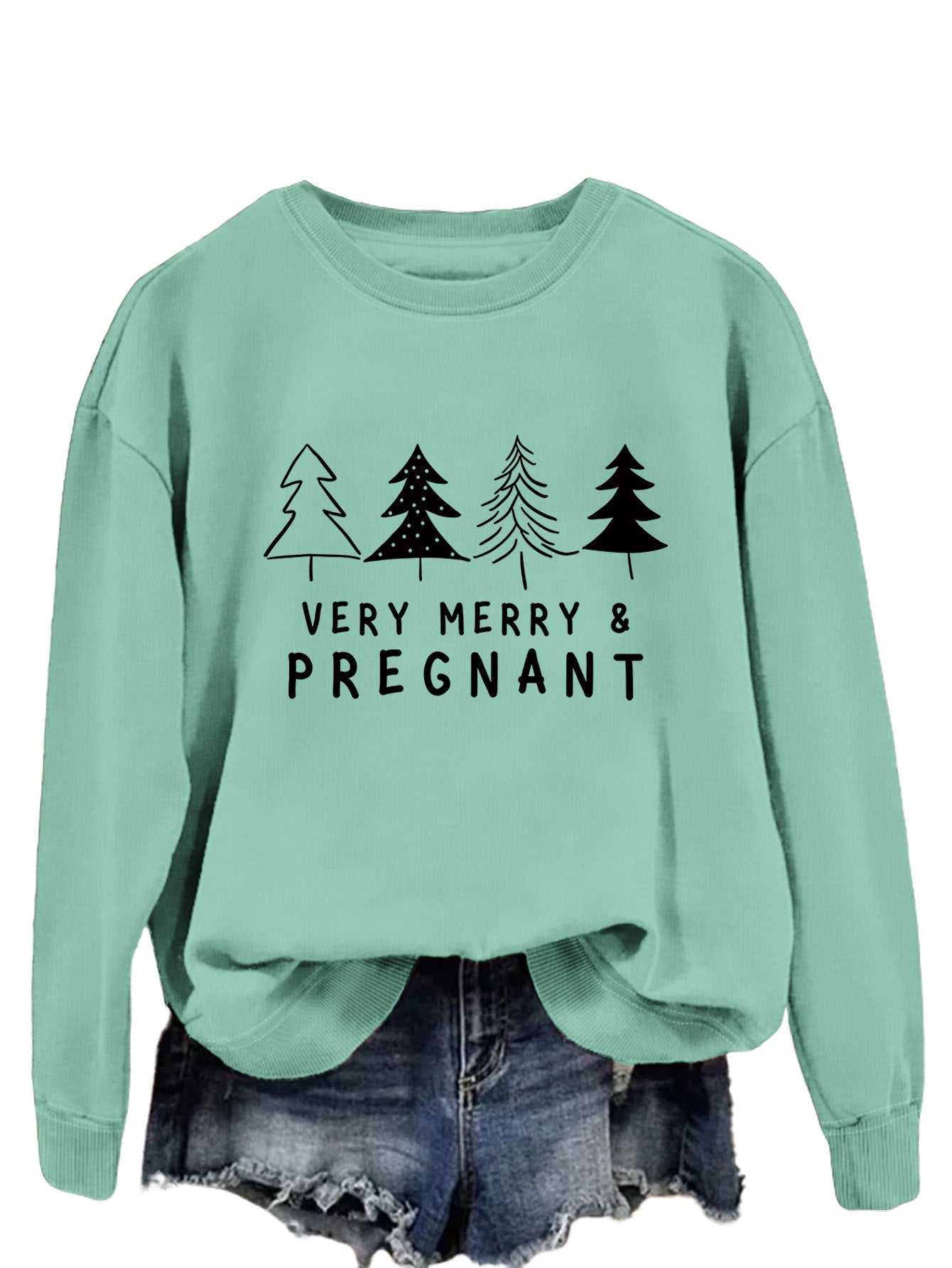 Very Merry Pregnant Long Sleeve Hoodie Fashion Long Sleeve Top Woman