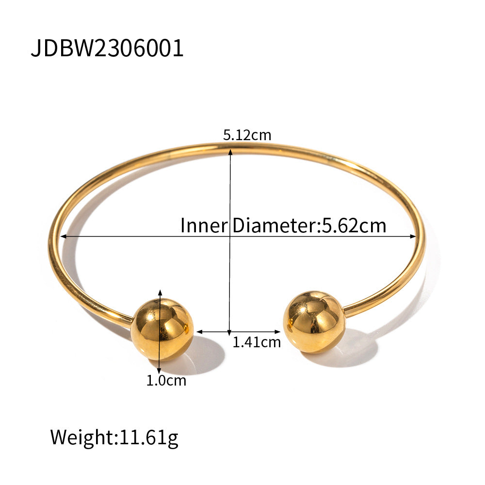 5pcs Design 18K Gold Plated Stainless Steel Open Ball Bracelet Jewelry