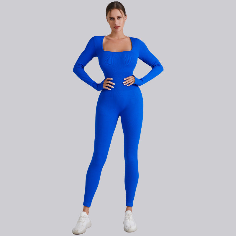 Autumn And Winter Thread Long One-Piece Yoga Wear Women's Quick Dry Running Fitness Sports One-Piece Long Sleeve Yoga Pants