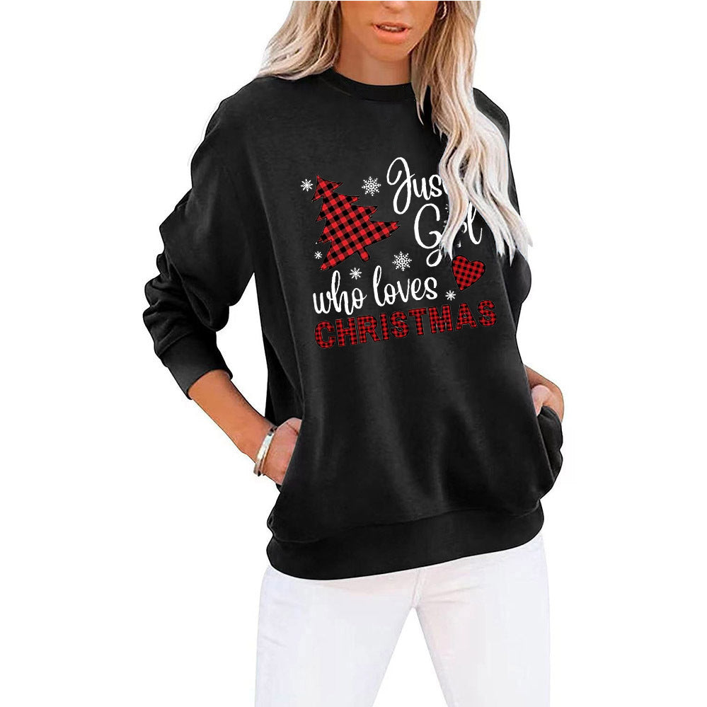 Autumn And Winter New Christmas Printed Hoodie Long-Sleeved Round Neck Hoodie